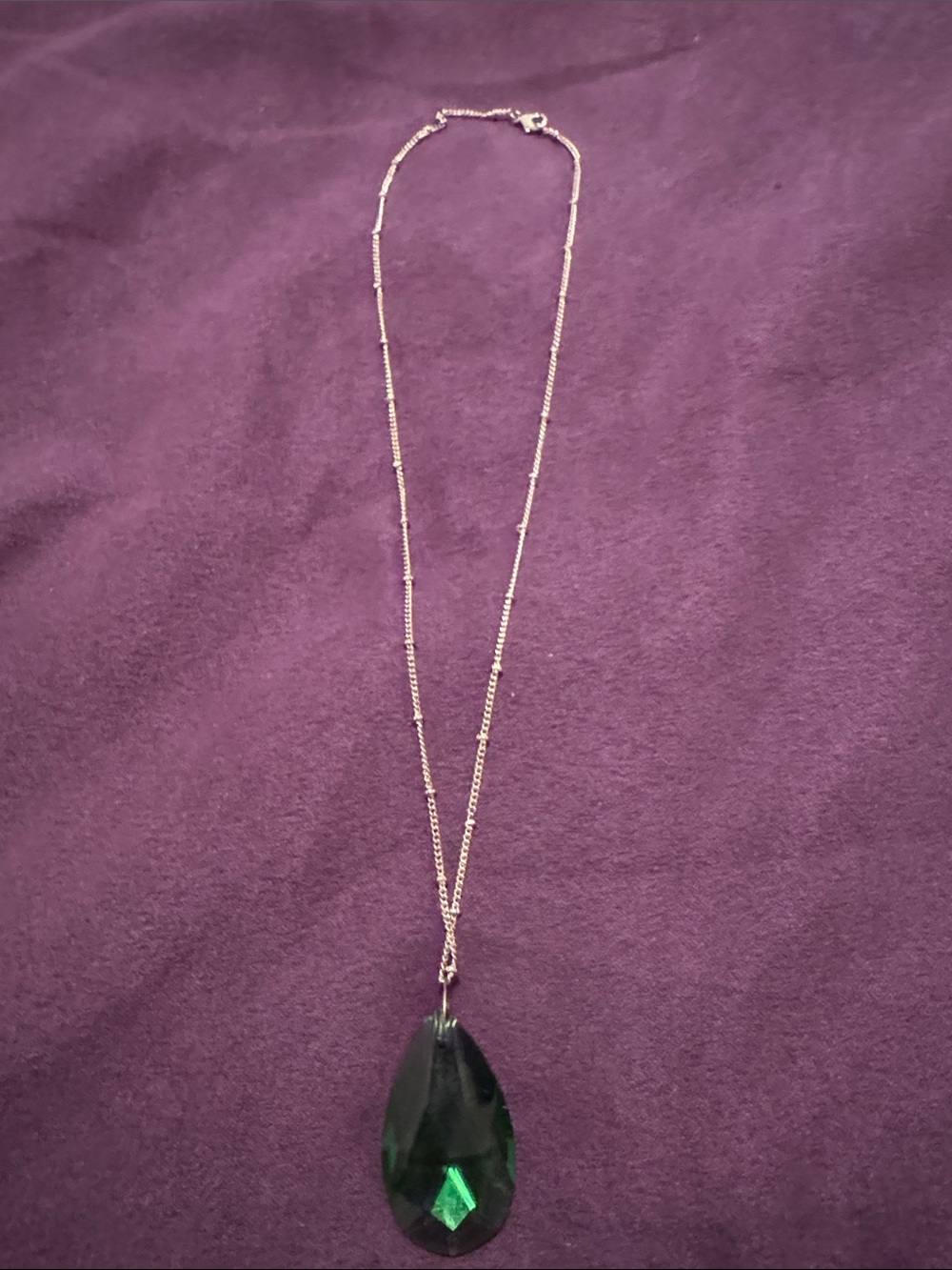 Emerald Teardrop Pendant Necklace - Women Jewelry
